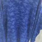 Vtg Y2k Women s Blue Super Star Metallic Sparkle Knit Sweater L  Collar Tunic 