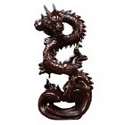 8  Ebony Wood Carved Dragon Statue Chinese Mythical Beast Feng Shui Home Collect
