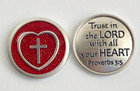 Ganz Scripture Token Charm Round Red Heart cross  trust Lord W all Your Heart 1 