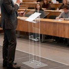 Acrylic Lectern Podium Transparent Stand With Shelf For Church Conference Event