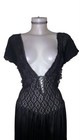 Vtg 90s Womens Victorian Black Lace Whimsigoth Renaissance Maxi Dress Sz Xl