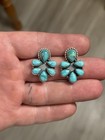 Sterling Silver Native American Sw Turquoise Multi Cluster Earrings 1 1 8     925
