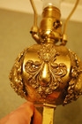 Vtg 1950 Boudoir Table Lamp Solid Brass W applied Fleur De Lis Very Heavy 18 75 