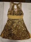 Balera Gold Sequin Dance Costume Dress Medium Child Mc Jazz Tap Competition