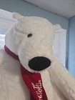 Large Giant Coca Cola Advertising Plush Polar Bear Scarf Stuffed Animal 31  Tall
