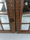 Pair Antique Wooden Beveled Glass Carved  Door Panels Salvaged Reclaimed Archite