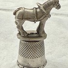 Vintage Fort Pewter Amish Horse And Buggy Thimble