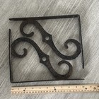 Vintage Set Of 2 Black Textured Scroll Europe Style Forged Metal Shelf Brackets