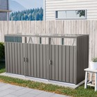 Metal Garden Bin Shed Outdoor Storage Shed For 3 Trash Cans For Garden Yard