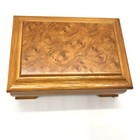 Solid Turned Wood Jewelry Box Burled Lid Trinket Wooden  Footed Vintage