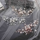 Bridal Delicate Pearl Hair Comb  Big Rhinestone Crystal   Pearl Wedding Hair Pin