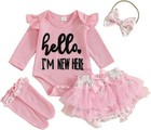 Newborn Baby Girl Outfit Set    romper   Headband   Clothes   Cute 0-3 Months Baby