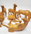 Vintage Asian Hand Carved Wood Horses Set Of 8 Detailed Horse Wooden
