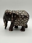 Antique 19th Century Wooden Anglo Indian 5    Carved Rosewood Elephant W Inlay