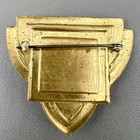 Vintage Art Nouveau Brooch Sash Pin Gold Tone Red Cabochon Geometric