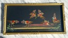 Antique Oriental Feather Cock Figthing Picture Gilt Gesso Frame   14 75  By 7 5 