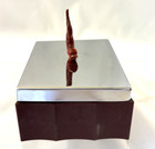 Authentic Koi Carved Bakelite Metal Vintage Antique Jewelry Trinket Box