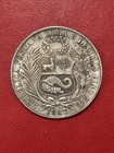 1887 Tf Peru Un Sol Silver Coin 90  25g 22 5g Asw