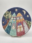 Cj Niehaus Handmade Studio Art Pottery Decorative Hanging Plate Whimsical Houses