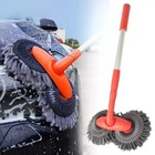 Car Wash Mop Double Brush Head 360   Rotation Telescopic Mop Roof Window Clean