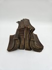 Vintage Bronze Finish Open Book Bookends Pair Made In Usa Library Decor