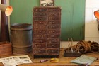 19th Century Primitive Folk Art Antique Wood Parts Cabinet Drawers Apothecary