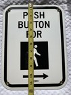 Push Button For Walk Metal Sign Original Porcelain Enamel R62dr9  12x9 Crosswalk
