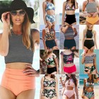 Women High Waisted Bikini Set Push Up Padded Swimsuit Beachwear Swimwear Bathing