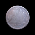 Guatemala 25 Centavos 1881 E Silver Km 205 1  5104 
