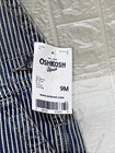Vintage 9m Oshkosh Bgosh Train Engineer Stripe Denim Overalls Snap Legs 9 Month
