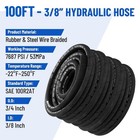 100ft 3 8  Hydraulic Hose Tube 2-wire Braid With 24 Hydraulic Hose Fittings New