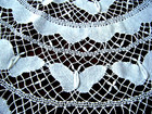 Vtg Large Round Tablecloth English Cluny Bobbin Lace Butterfly s Design 38 diam 