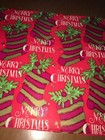 Vtg Merry Christmas Wrapping Paper Gift Wrap 1960 Cute Stockings Nos