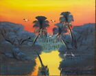 Al Black Florida Highwaymen Artist  golden Sunset On The Glades oil On Masonite