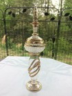  Egyptian Hand-made Glass Perfume Bottle Arabesque  7    8 Inches   24 K Gold  