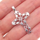 925 Sterling Silver Vintage Ornate Cross Oxidized Charm Pendant