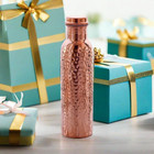 Pure Hammered Copper Water Bottle - Handmade Copper Drinkware  32 Oz Leak Proof