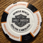  rare   Myrtle Beach  S  C  Harley Davidson Poker Chip   White   Black   Orange