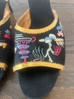 Vintage Collectors 1950s Designer Slip-on Heel Shoes With Embroidery Sz 27
