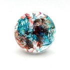 Contemporary Art Glass Paperweight Blue Red Swirl Gold Flake Air Bubbles Vtg W4
