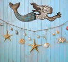 Wooden Mermaid Wall Decor - Beach Wall Art Hanging Mermaid