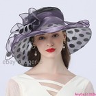 Polka Dot Kentucky Derby Hat Women Tea Party Bridal Dress Church Flowers Hats