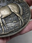 Vintage Solid Brass Belt Buckle Horse Equestrian Western Cowboy Rodeo