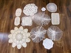 Lot 12 - Charming Handmade Vintage White   Ivory Crochet Tabletop Doilies - - p 