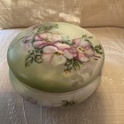 Vtg Nippon Hand Painted Floral Design Dresser Set Perfume  Box And Powder   Lids