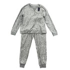 New Nautica Womens M Gray Star Print Pajama Set Long Sleeve Top   Jogger Pants