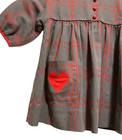 Vintage Valentines Dress Kate Greenaway Frock Toddler Girls Size 3 Gray Plaid