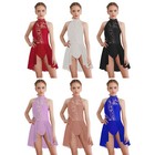 Girls Latin Jazz Gymnastics Leotard Dress Floral Lace Costume Lyrical Dancewear