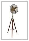 Royal Navy London Fan With Wood Tripod Brass Antique Electric Floor Standing Fan