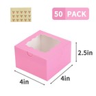 50pcs Cookie Boxes Pink Bakery Boxes With Window Mini Cake Boxes For Dessert
